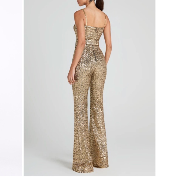 NEW Nadine Merabi LUCINDA GOLD JUMPSUIT Sz:XL Original Price $545 - Picture 4 of 11
